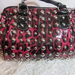 Studded Pink Leopard Print Handbag